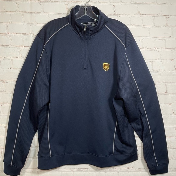 UPS Mens 1/4 Zip Long Sleeve Light Jacket Blue Size Large - Picture 1 of 9